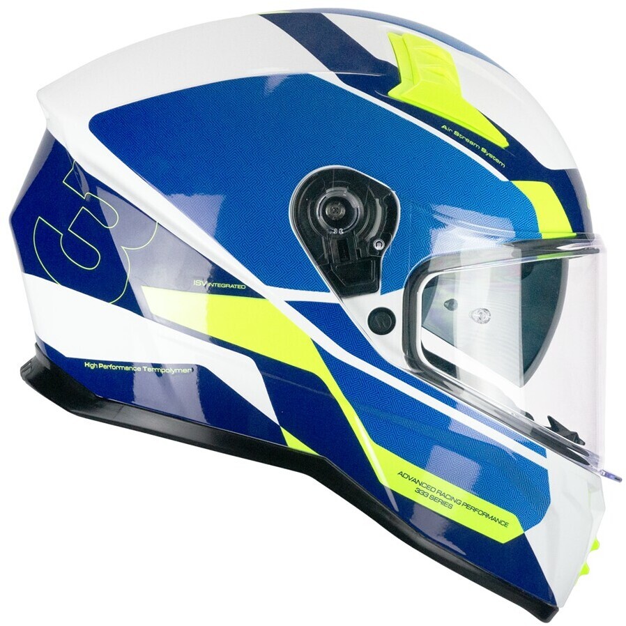 CGM 333G ONYX SPORT Full Face Motorcycle Helmet Blue Fluorescent Yellow