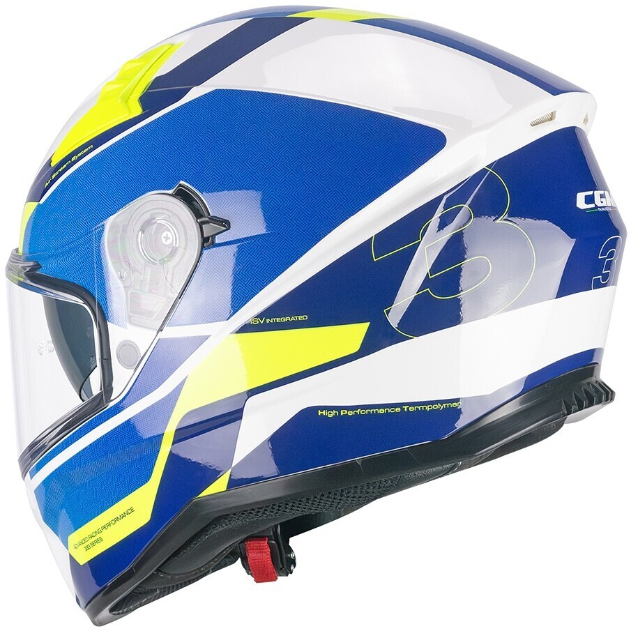 CGM 333G ONYX SPORT Full Face Motorcycle Helmet Blue Fluorescent Yellow
