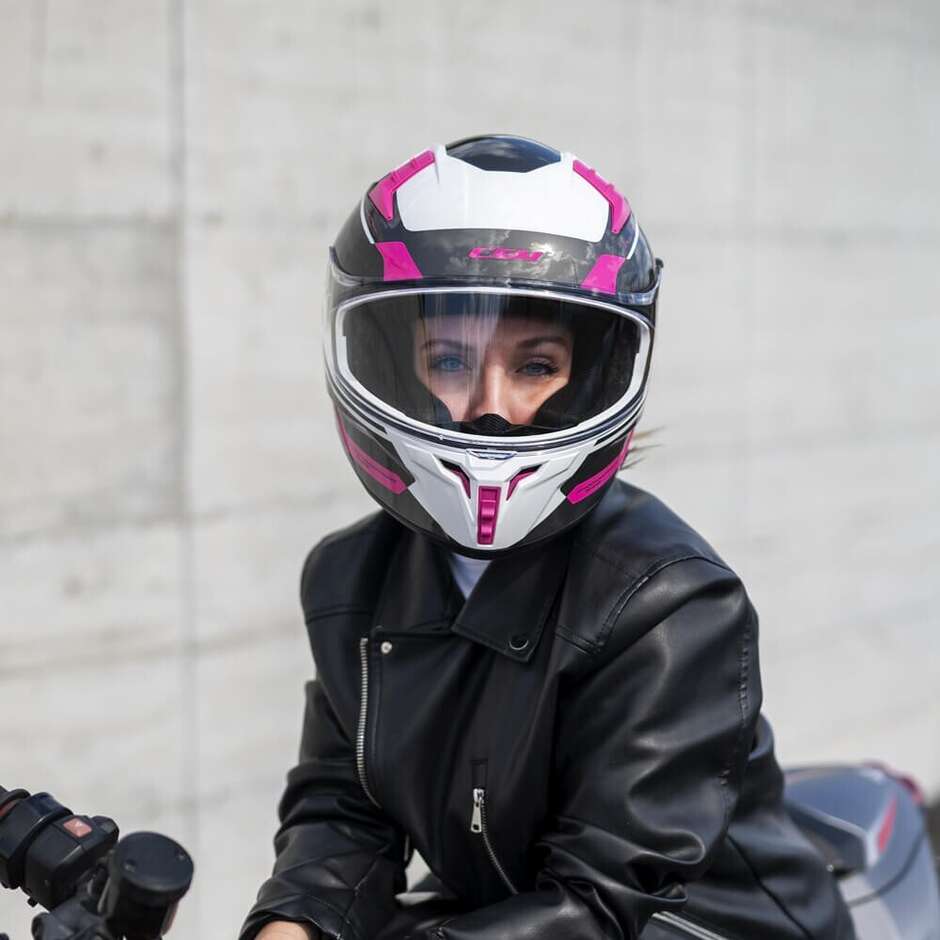 CGM 333G ONYX SPORT Integraler Motorradhelm Grau Fluo Pink