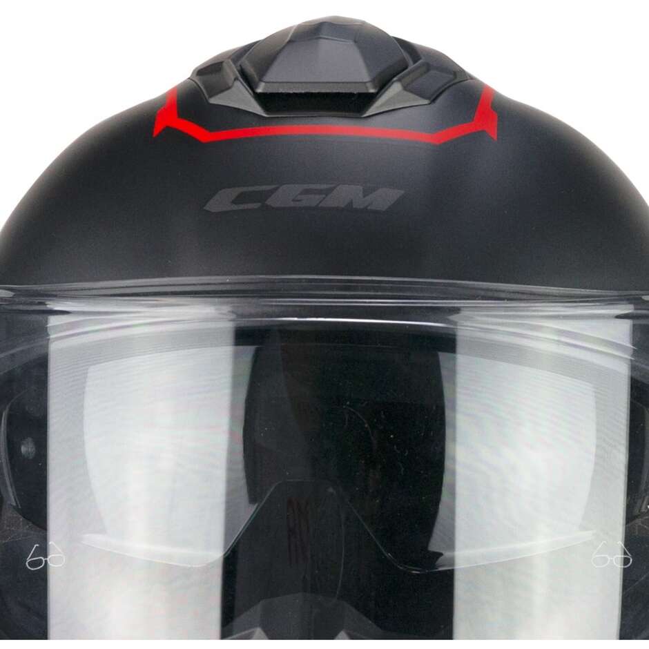 CGM 360G KAD RIDE Integral Motorcycle Helmet Matt Black Red
