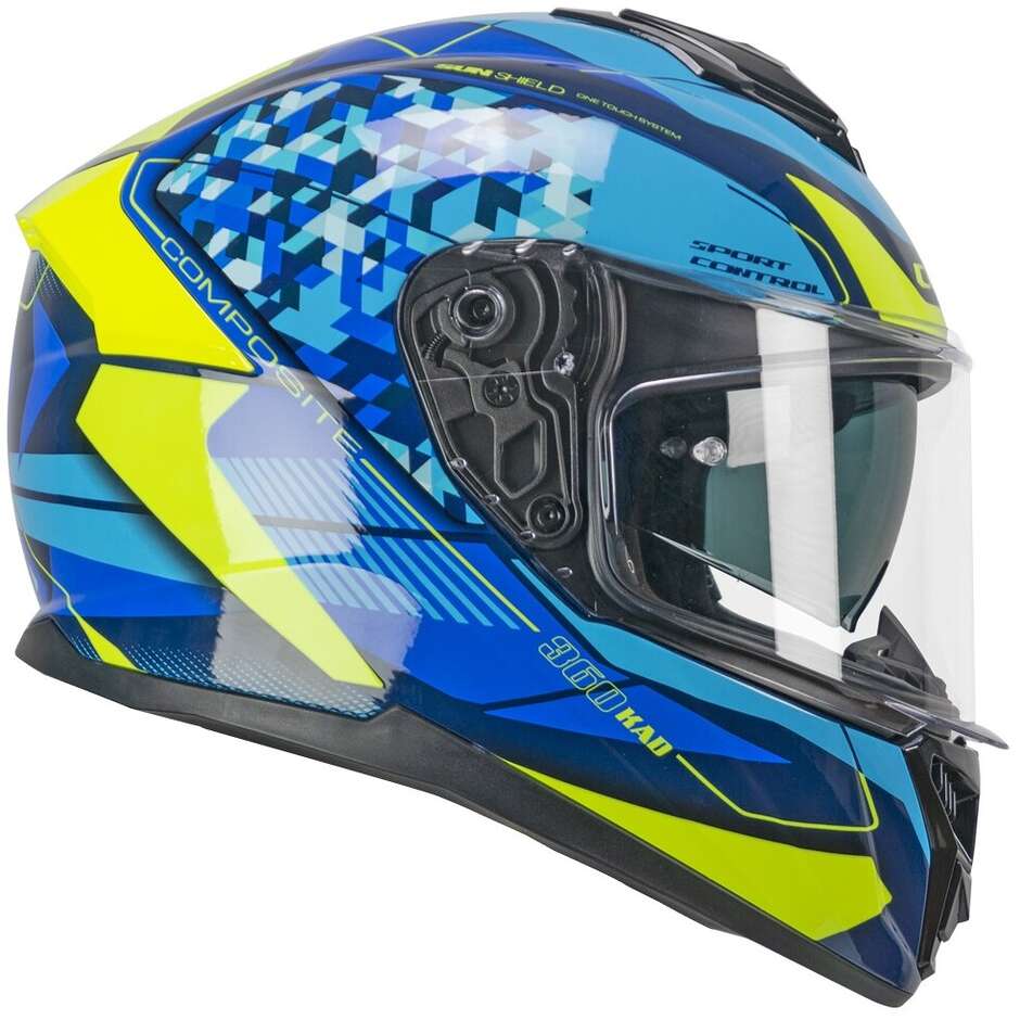 CGM 360S KAD RACE Full Face Motorcycle Helmet Blue Fluo Yellow