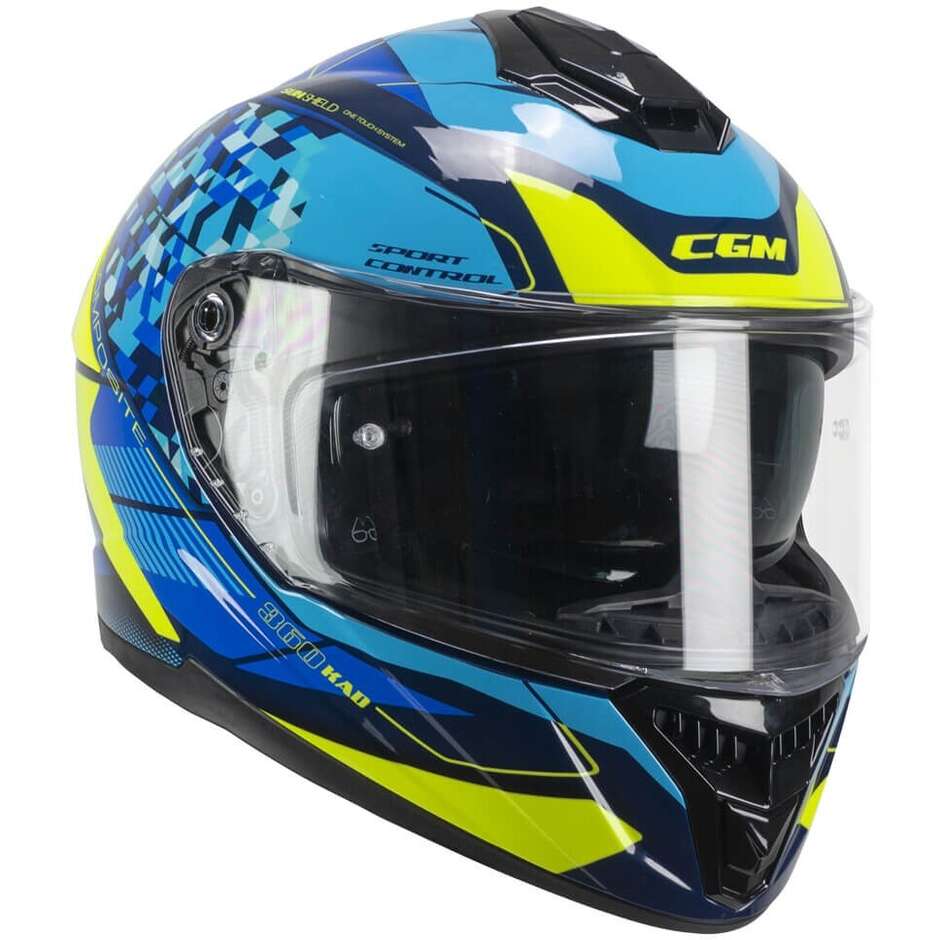 CGM 360S KAD RACE Full Face Motorcycle Helmet Blue Fluo Yellow