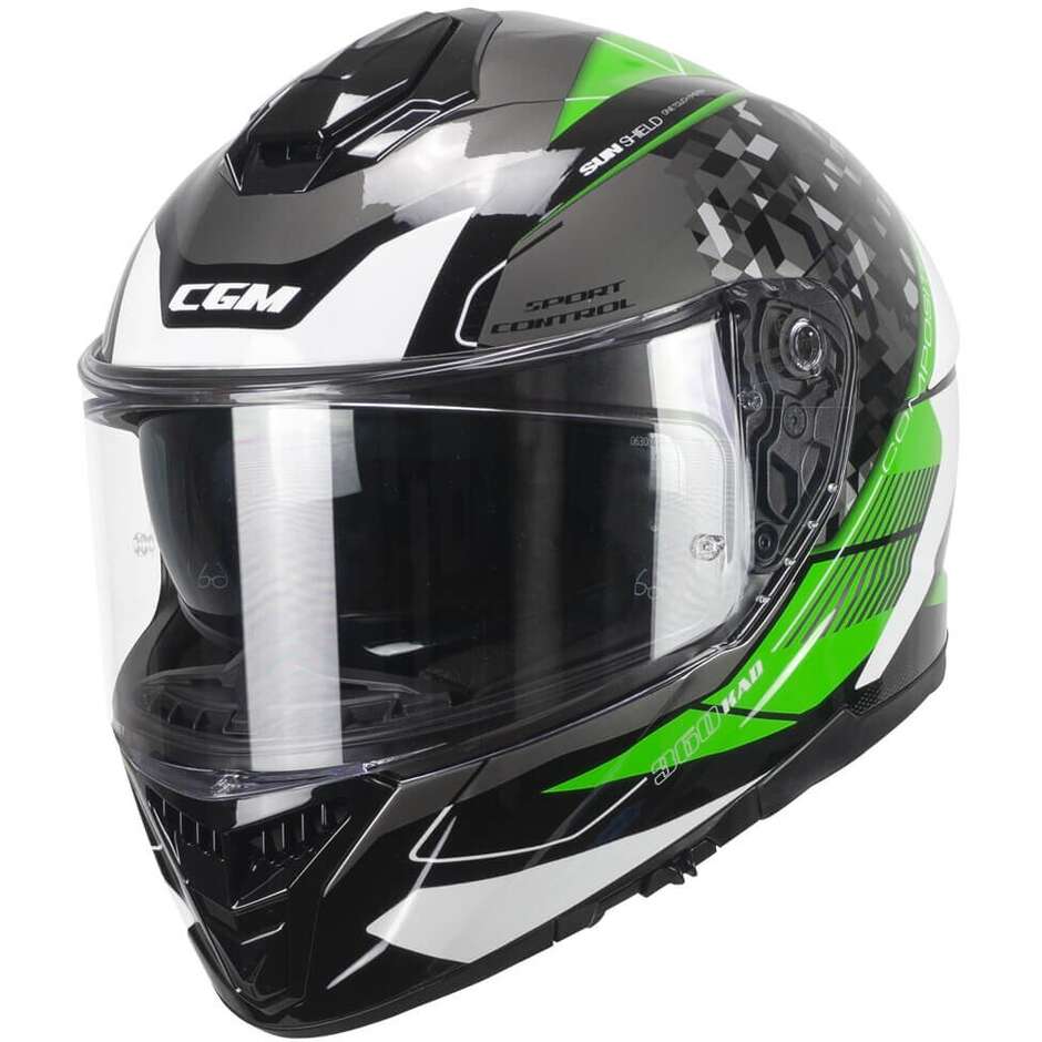 CGM 360S KAD RACE Full Face Motorcycle Helmet Gray Green