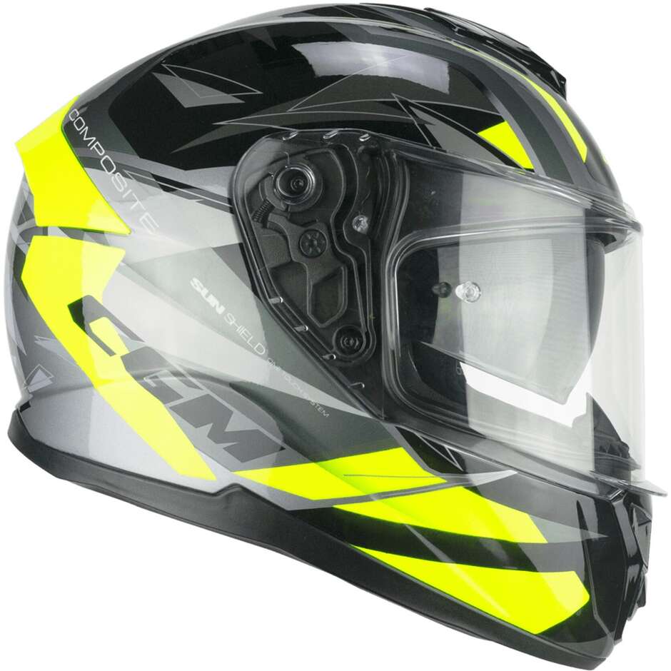 CGM 360X KAD SPORT Integral Motorcycle Helmet Black Fluo Yellow