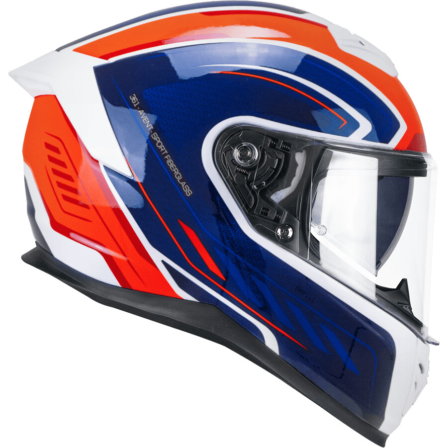 CGM 361S AVENT FIBRA RACE Full Face Motorcycle Helmet White Blue Fluorescent Red