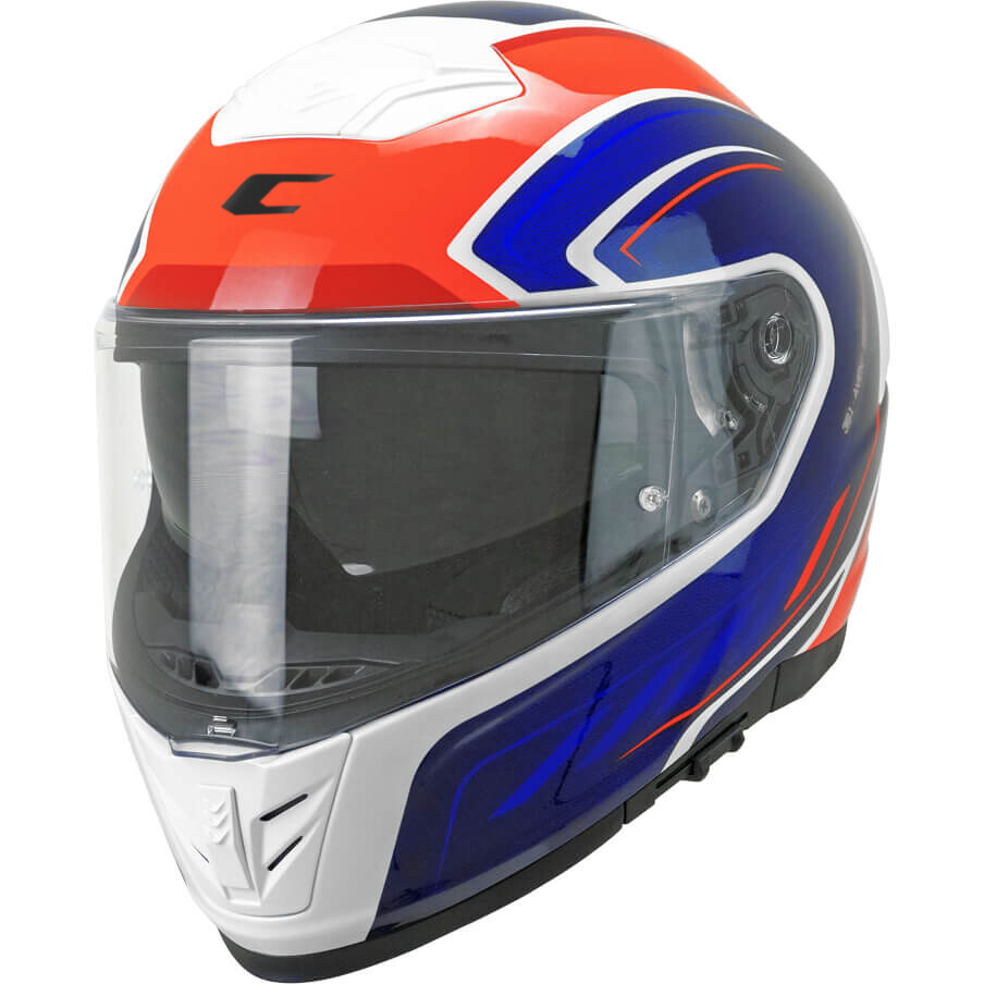 CGM 361S AVENT FIBRA RACE Full Face Motorcycle Helmet White Blue Fluorescent Red