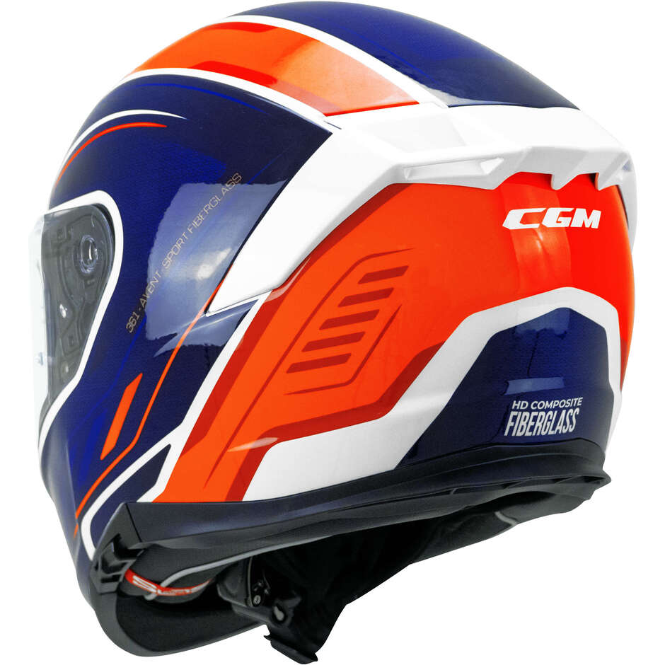 CGM 361S AVENT FIBRA RACE Full Face Motorcycle Helmet White Blue Fluorescent Red