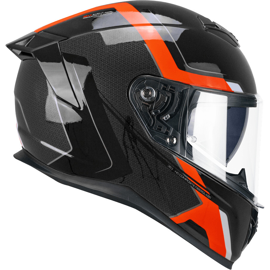 CGM 361X AVENT FIBRA RIDE Integralhelm für Motorräder, Schwarz/Fluoreszierendes Rot