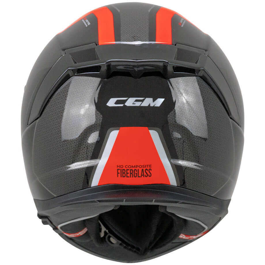 CGM 361X AVENT FIBRA RIDE Integralhelm für Motorräder, Schwarz/Fluoreszierendes Rot