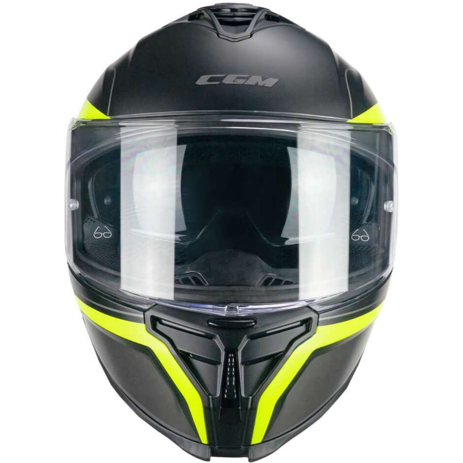 CGM 363X SHOT RUN Integral Motorcycle Helmet Black Matt fluo yellow