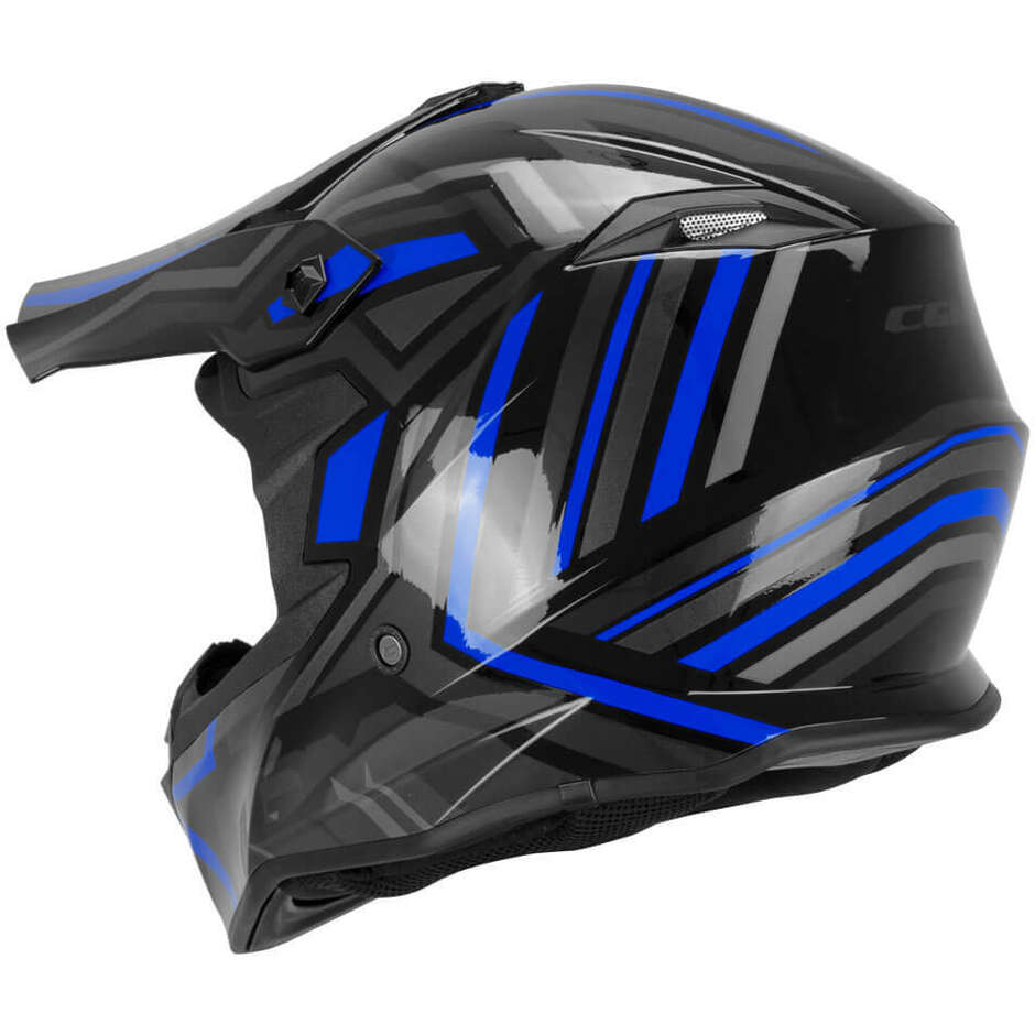 CGM 367G MUD-X FURY Full Face Motorcycle Helmet Black Grey Blue