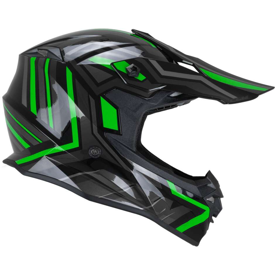 CGM 367G MUD-X FURY Full Face Motorcycle Helmet Black Grey Green