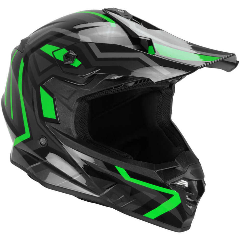CGM 367G MUD-X FURY Full Face Motorcycle Helmet Black Grey Green