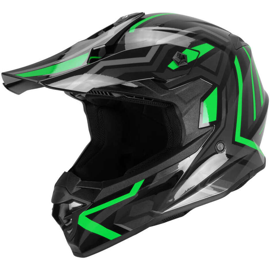 CGM 367G MUD-X FURY Full Face Motorcycle Helmet Black Grey Green