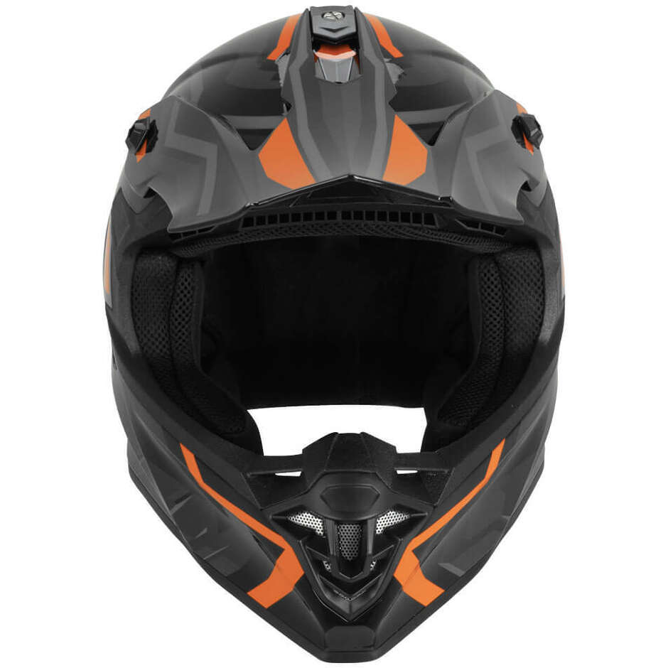 CGM 367G MUD-X FURY Full Face Motorcycle Helmet Black Grey Orange