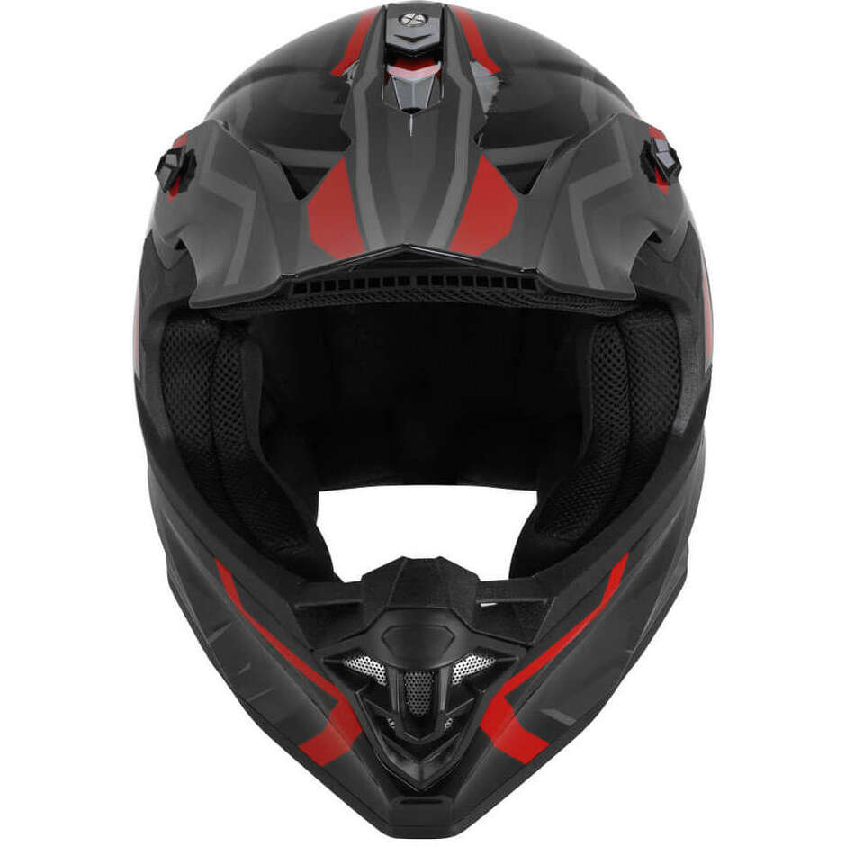 CGM 367G MUD-X FURY Full Face Motorcycle Helmet Black Grey Red