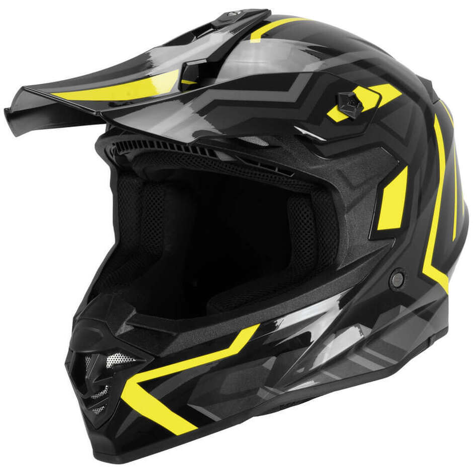 CGM 367G MUD-X FURY Full Face Motorcycle Helmet Black Grey Yellow