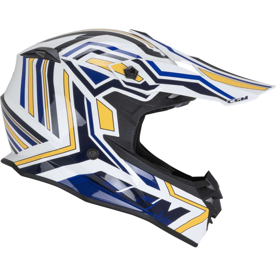 CGM 367G MUD-X FURY Full Face Motorcycle Helmet White Blue Yellow