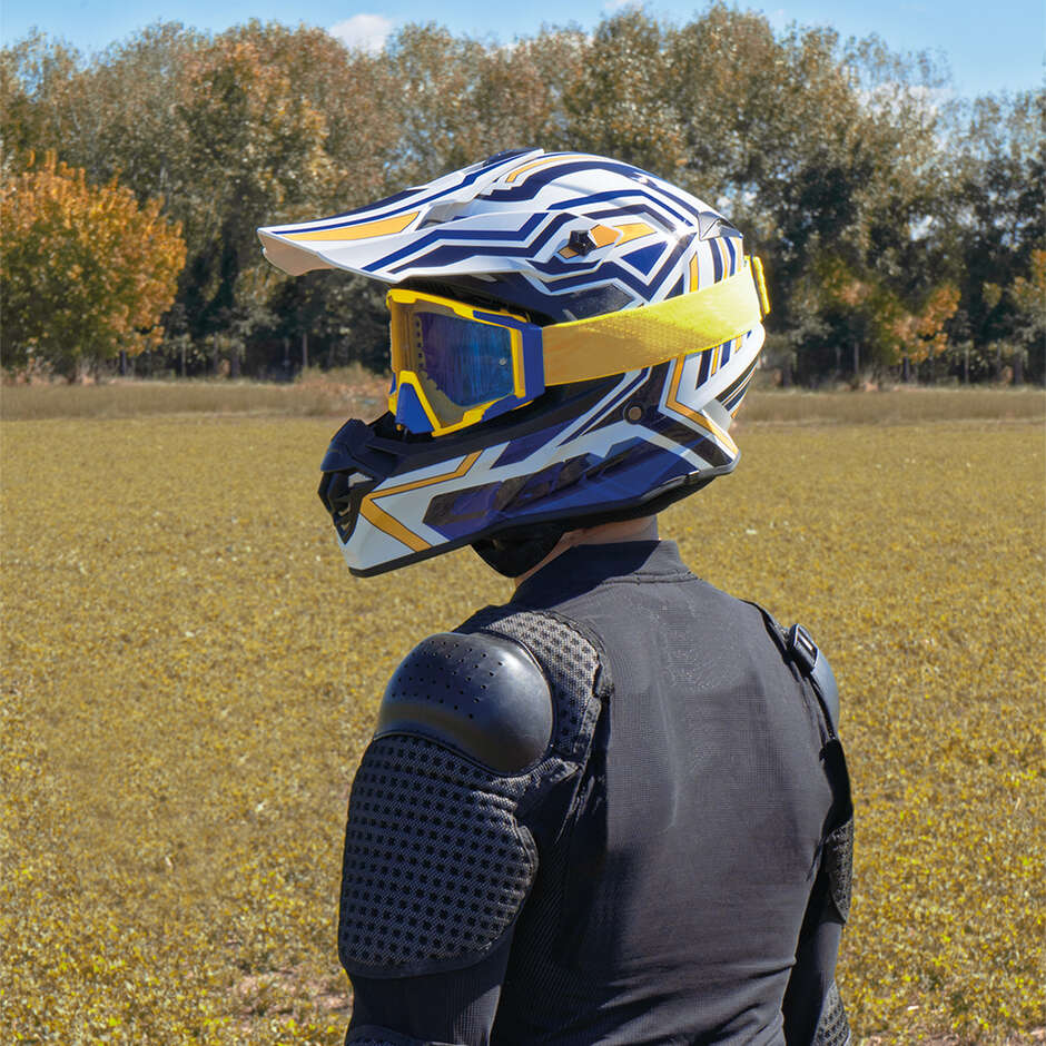 CGM 367G MUD-X FURY Full Face Motorcycle Helmet White Blue Yellow