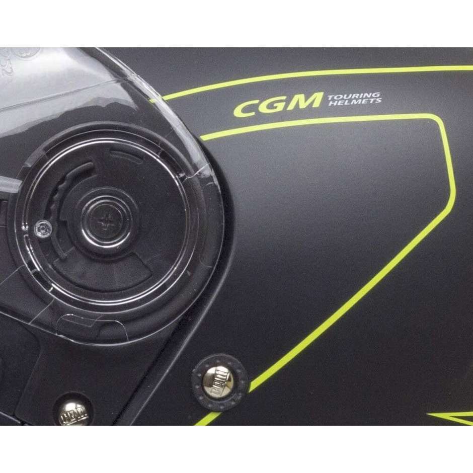 CGM 506 g Modular Motorcycle Helmet KYOTO Black Opaque Yellow