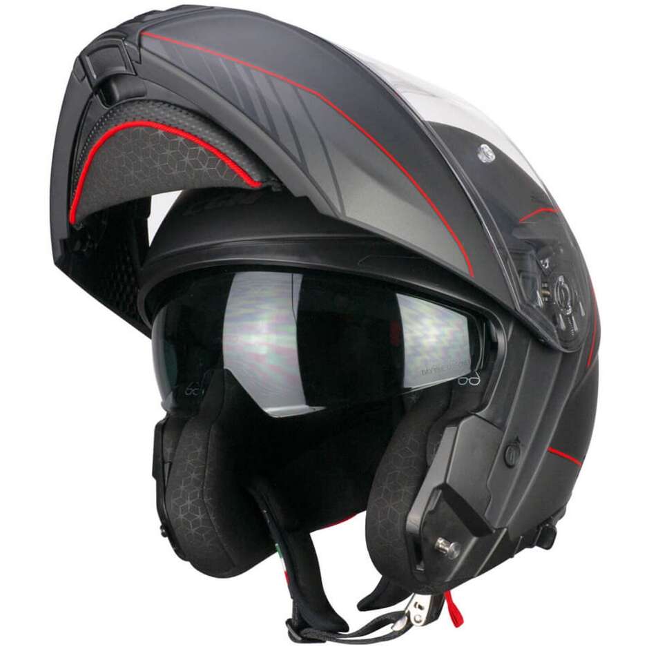CGM 560G MAD RIDE Modular Motorcycle Helmet Black Matt Red