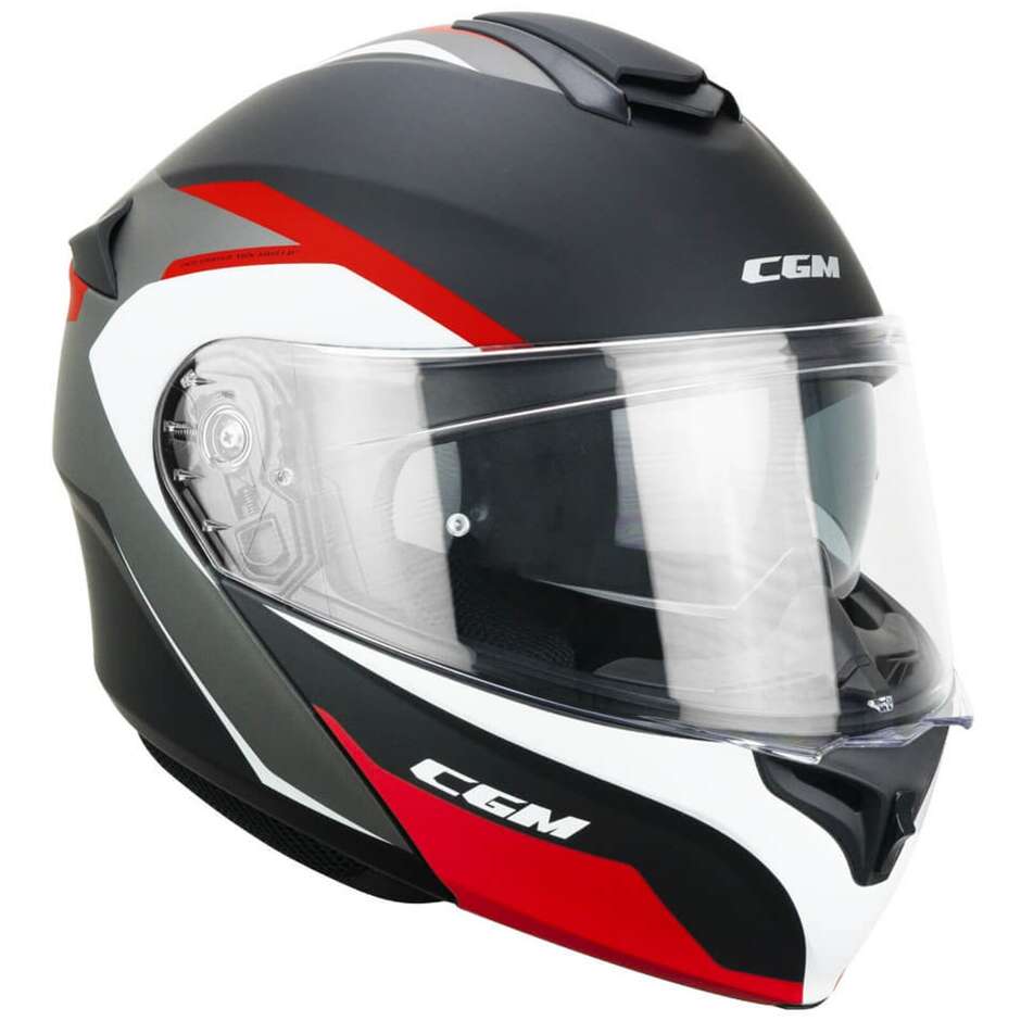 CGM 568G BER DRESDEN Modular Motorcycle Helmet Black Matt Red