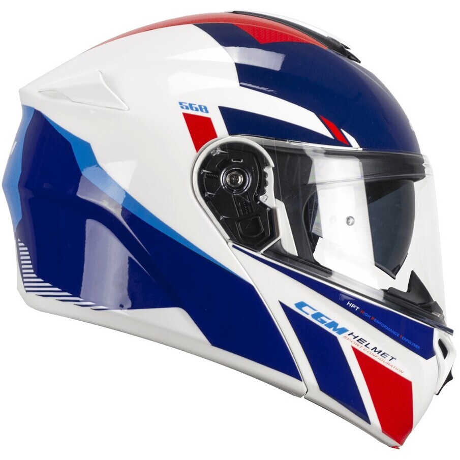 CGM 568S BER SPORT Modular Motorcycle Helmet White Blue