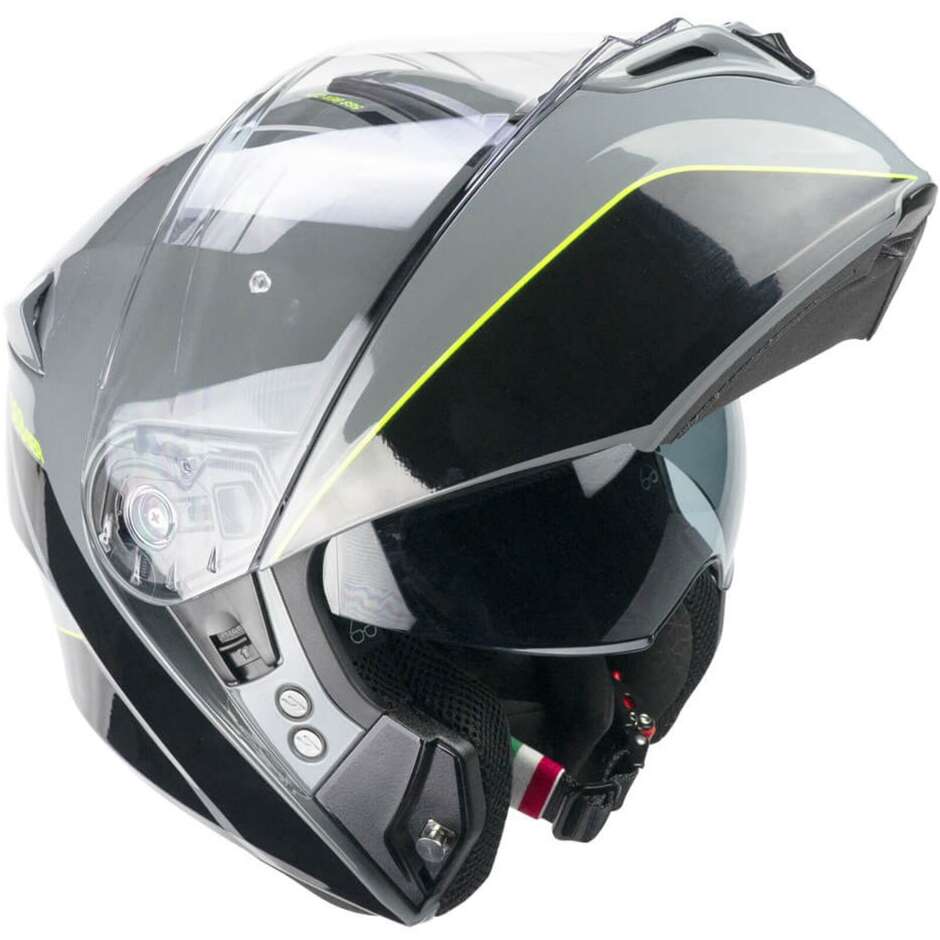 CGM 568X BER CITY Modular Motorcycle Helmet Gray Fluo Yellow