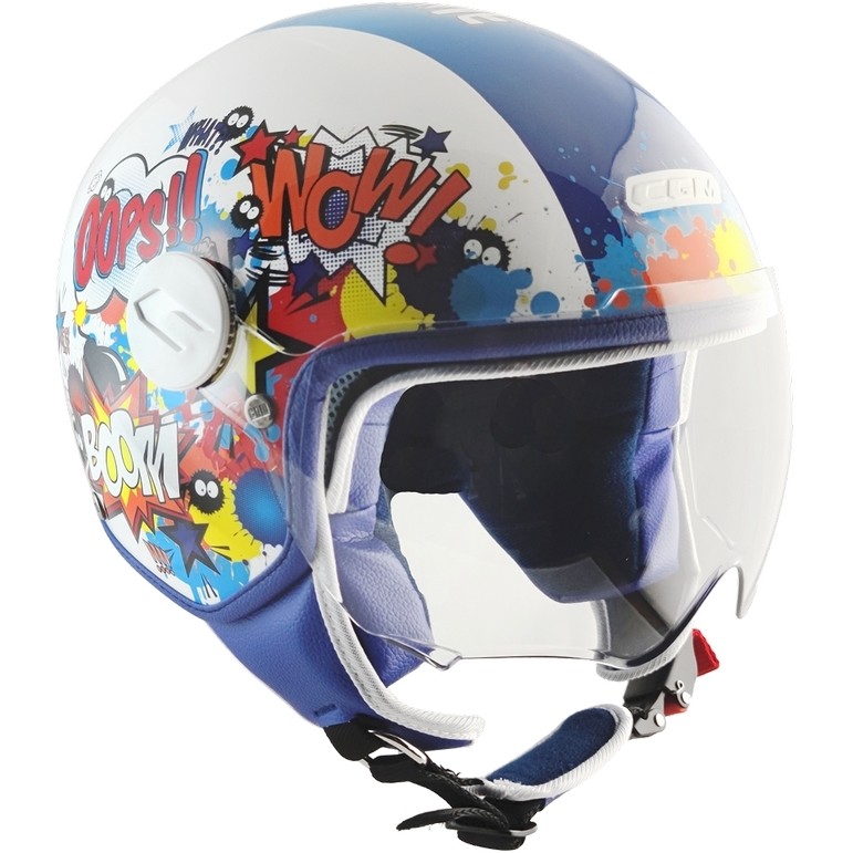 CGM Children's Jet Helmet CGG 205g MAGIC COMICS Blue White Contoured Visor