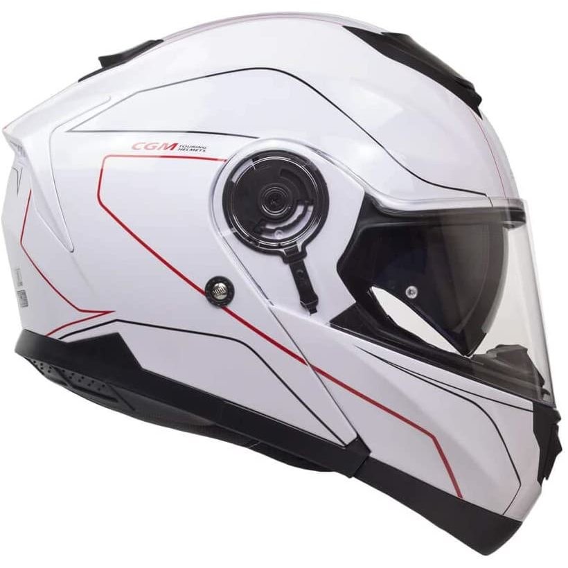 CGM Modular Motorcycle Helmet 506 g KYOTO Glossy White Red