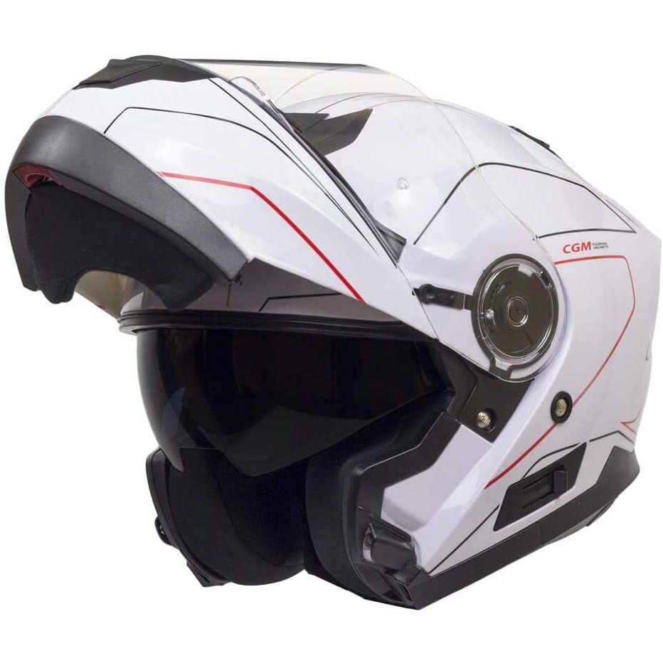 CGM Modular Motorcycle Helmet 506 g KYOTO Glossy White Red