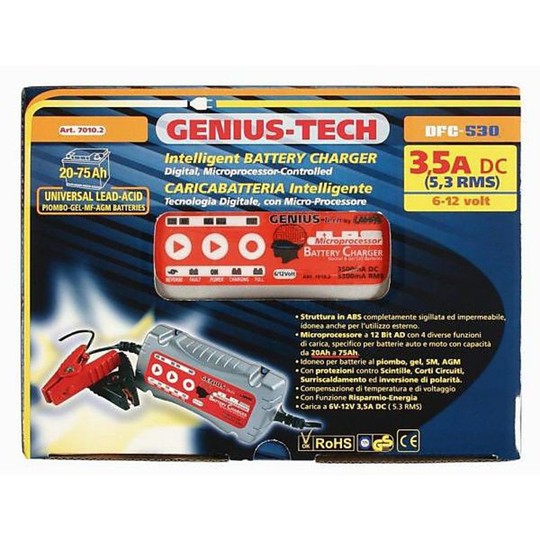 Chargeur de batterie Genius-Tech, chargeur de batterie intelligent 6-12V 3,5Ah
