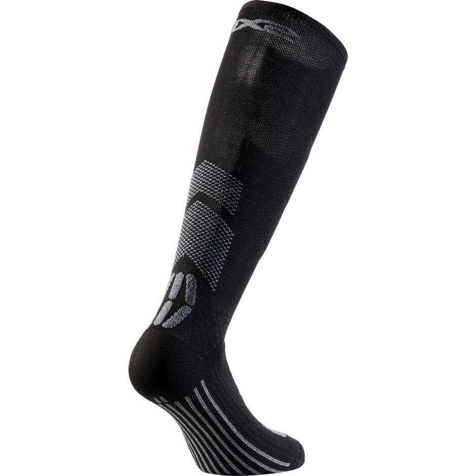 Chaussettes hautes Sixs MOT V3 pour motos, noires et grises