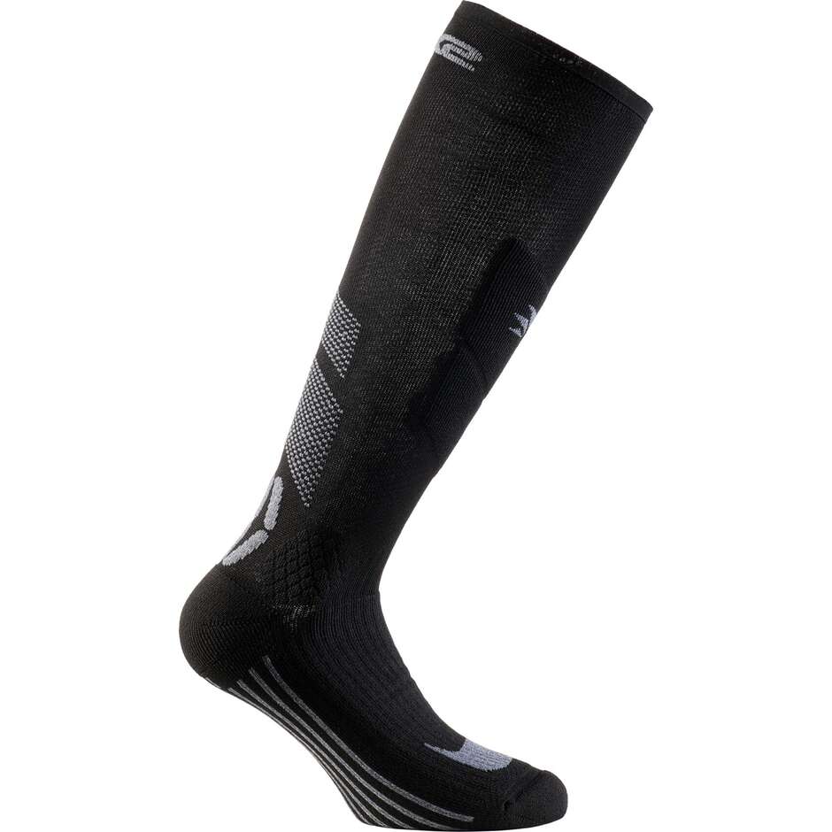 Chaussettes hautes Sixs MOT V3 pour motos, noires et grises
