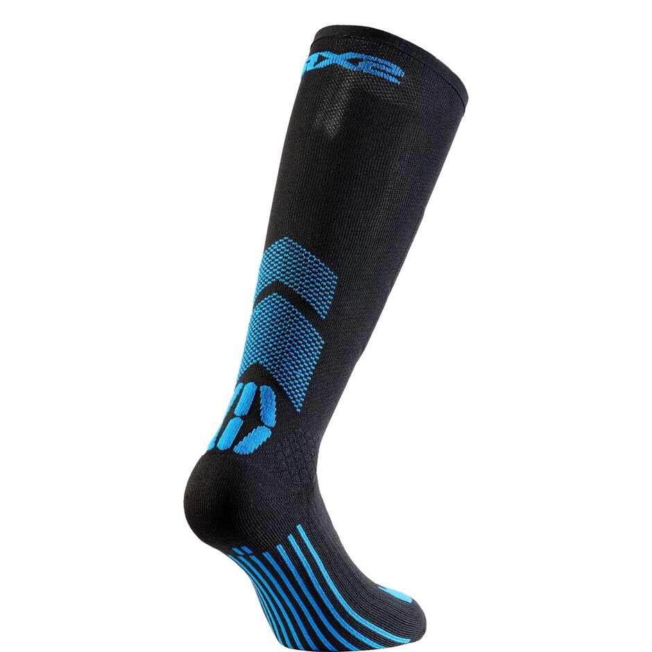Chaussettes longues Sixs MOT V3 noires et bleu clair