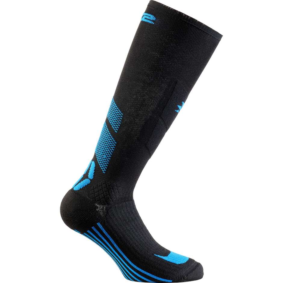 Chaussettes longues Sixs MOT V3 noires et bleu clair