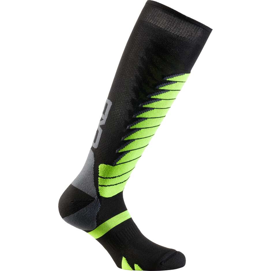 Chaussettes longues Sixs SPEED V3 pour motos cross-enduro, noires et vertes