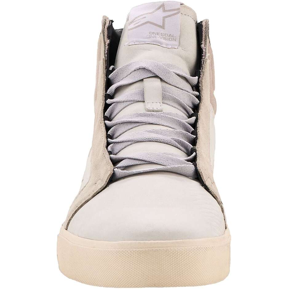 Chaussures de moto Alpinestars RIDE-63 en cuir, caoutchouc gris clair/blanc cassé