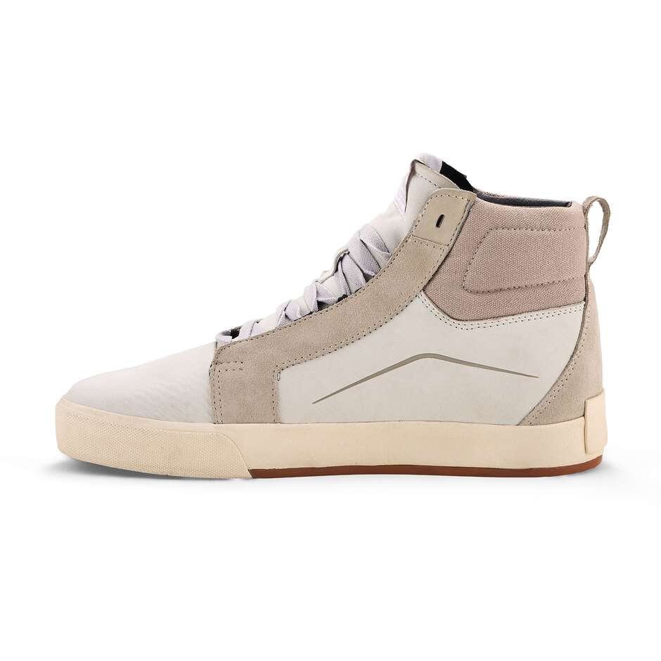 Chaussures de moto Alpinestars RIDE-63 en cuir, caoutchouc gris clair/blanc cassé