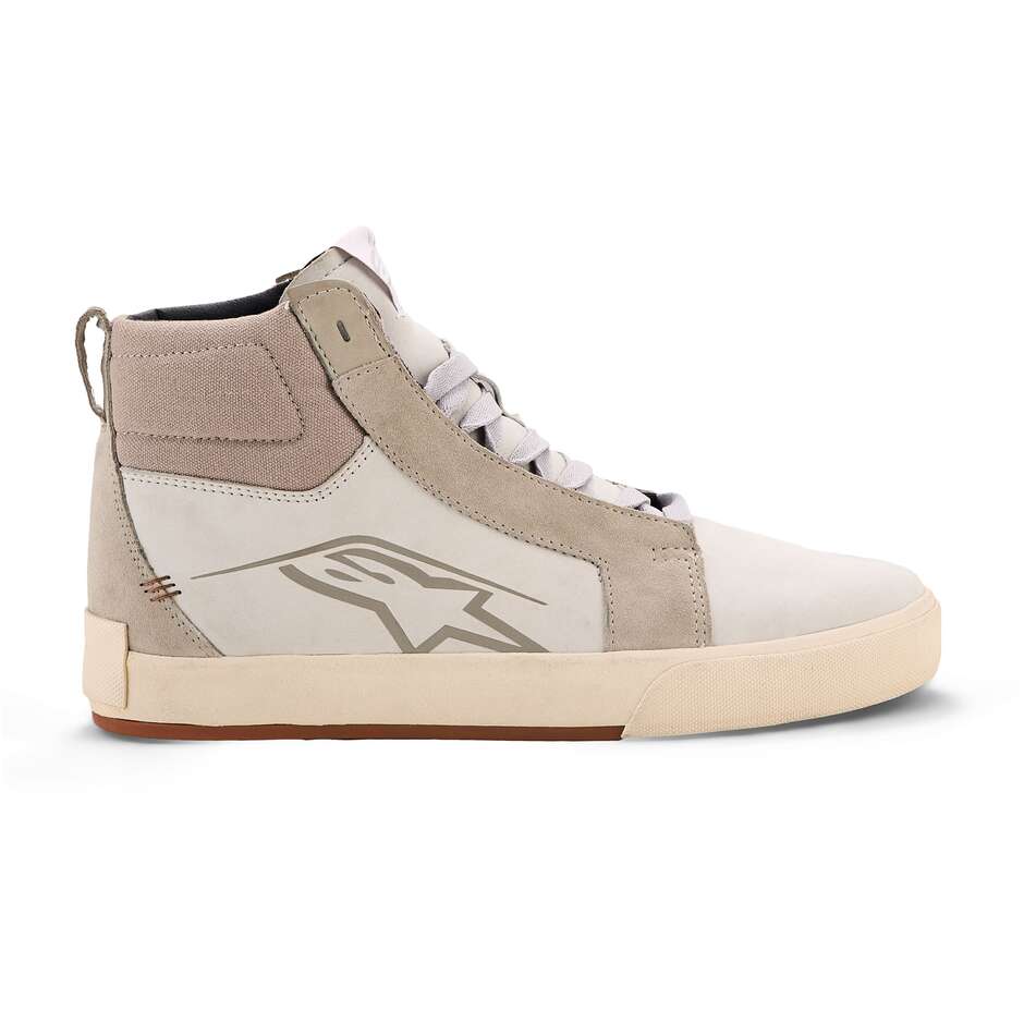 Chaussures de moto Alpinestars RIDE-63 en cuir, caoutchouc gris clair/blanc cassé