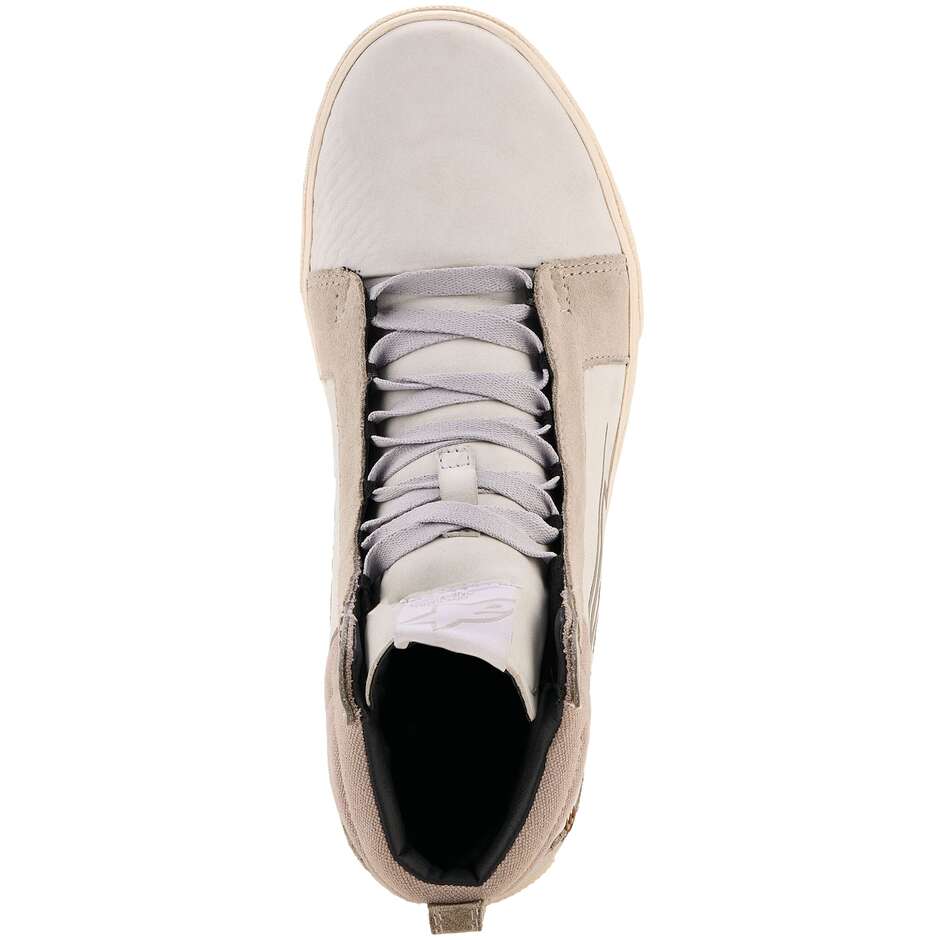 Chaussures de moto Alpinestars RIDE-63 en cuir, caoutchouc gris clair/blanc cassé