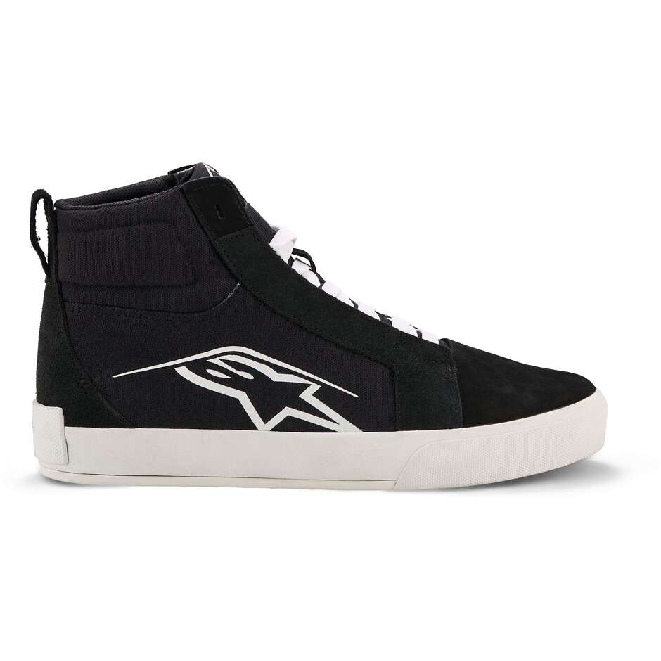 Chaussures de moto Alpinestars RIDE-63 en toile, noires et grises à carreaux.