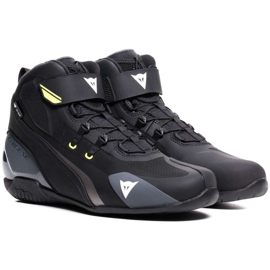 Chaussures de moto Dainese HERIAN D-WP Noir Blanc Jaune Fluo