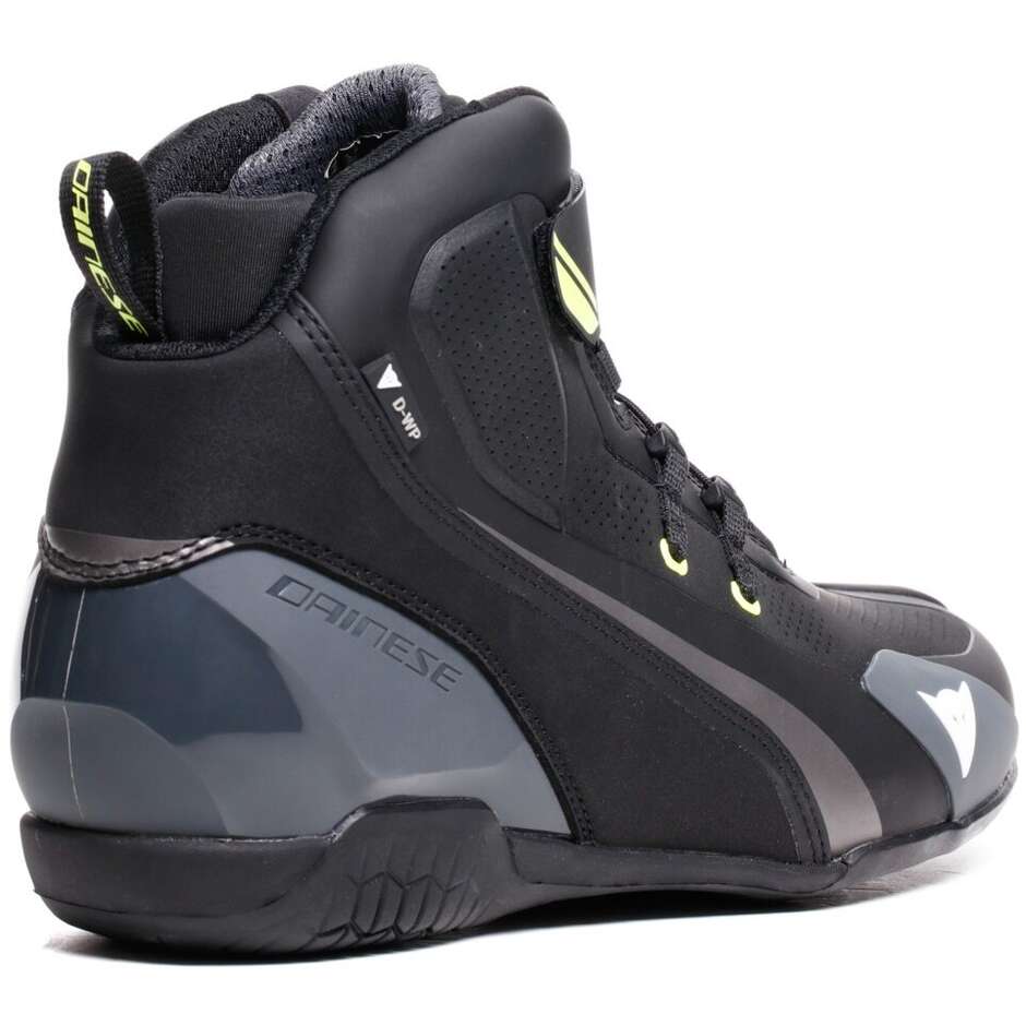 Chaussures de moto Dainese HERIAN D-WP Noir Blanc Jaune Fluo