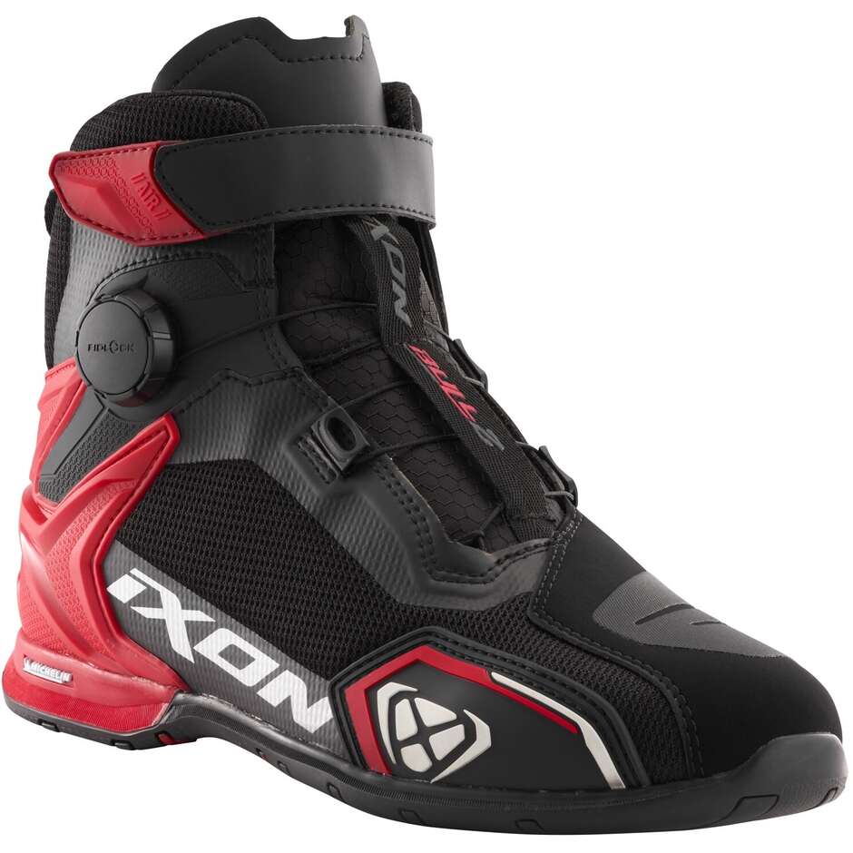 Chaussures de moto Ixon BULL 2 AIR Noir Blanc Rouge