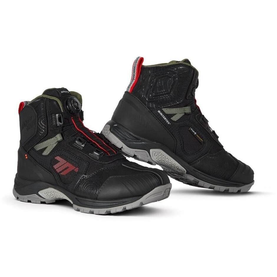 Chaussures de moto Seventy Degrees SD-BA7 STELVIO LOW Noir Rouge Vert