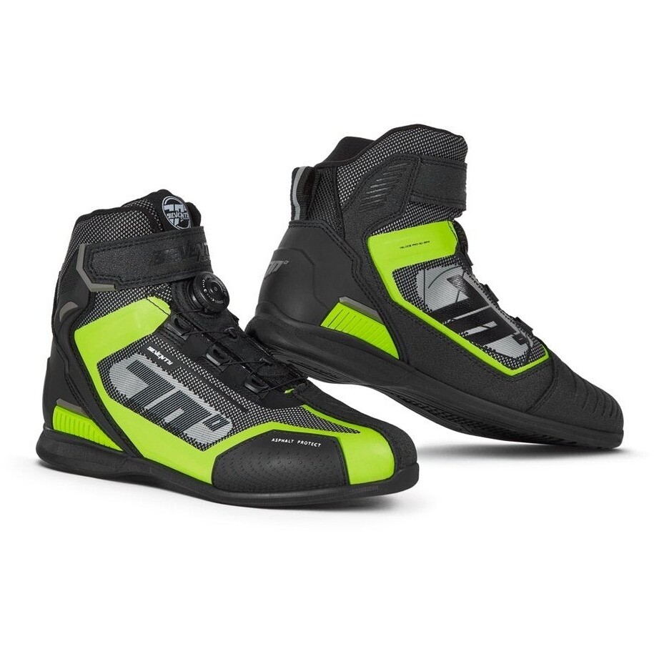 Chaussures de moto Seventy Degrees SD-BR3 VELOCE PRO Noir Jaune Fluo