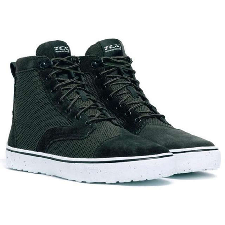Chaussures de moto Tcx DARTWOOD TEX vertes et blanches