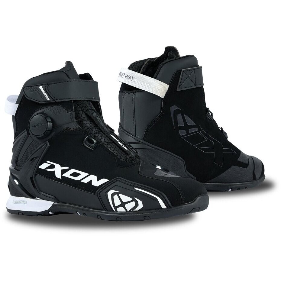 Chaussures Moto Ixon BULL 2 WP Noir Blanc