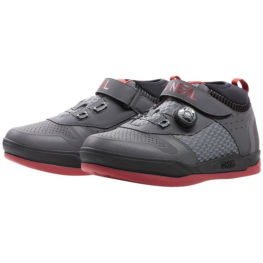 Chaussures VTT Oneal Session SPD MTB Ebike Gris Rouge